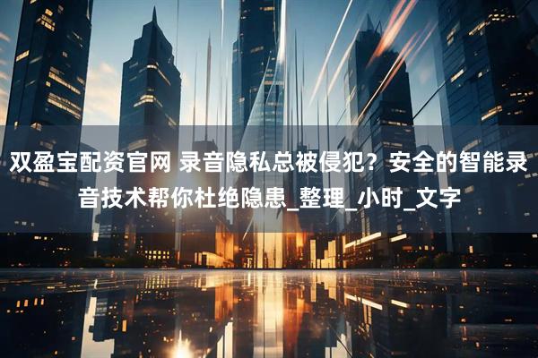 双盈宝配资官网 录音隐私总被侵犯？安全的智能录音技术帮你杜绝隐患_整理_小时_文字